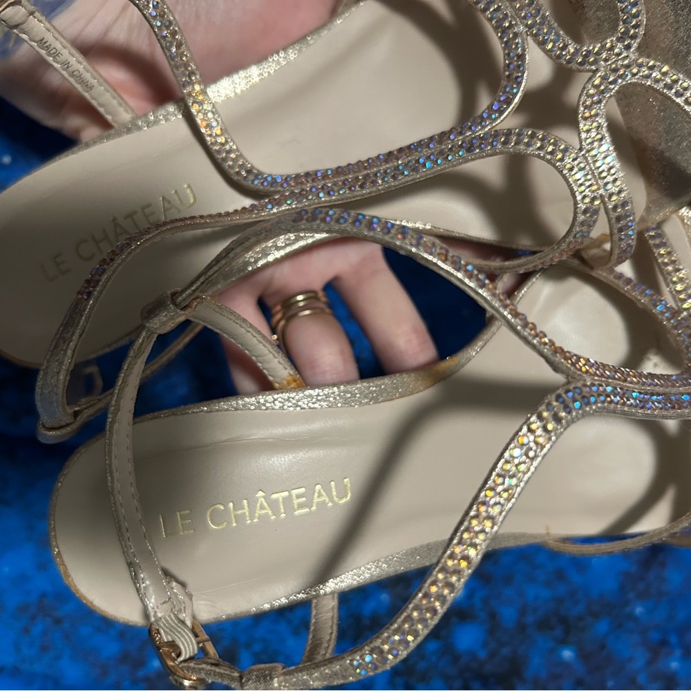 Le Chateau Gold Rhinestone Heels - Picture 5 of 7